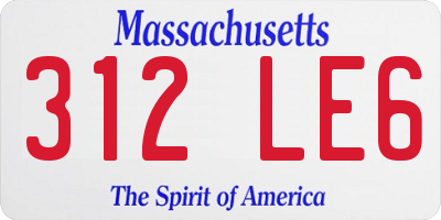 MA license plate 312LE6