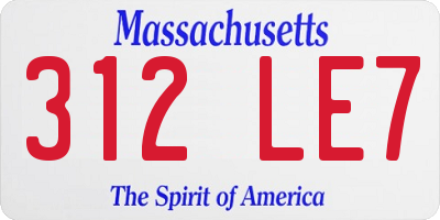MA license plate 312LE7