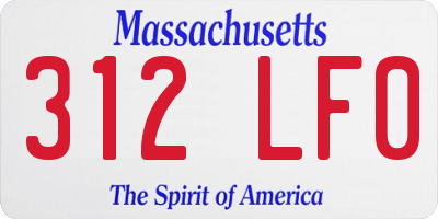MA license plate 312LF0