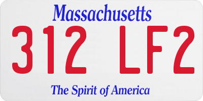 MA license plate 312LF2