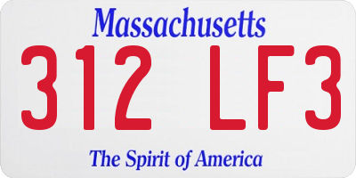MA license plate 312LF3