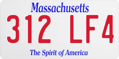 MA license plate 312LF4