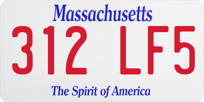 MA license plate 312LF5