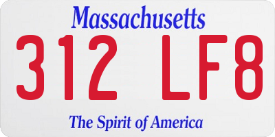 MA license plate 312LF8