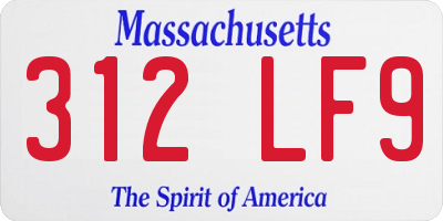 MA license plate 312LF9