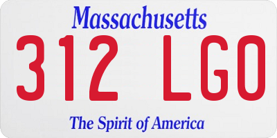 MA license plate 312LG0