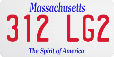 MA license plate 312LG2