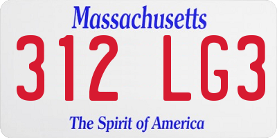 MA license plate 312LG3