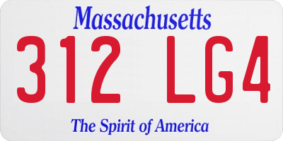 MA license plate 312LG4