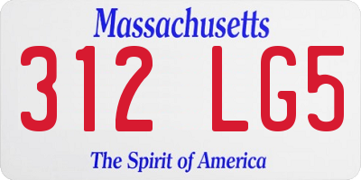 MA license plate 312LG5