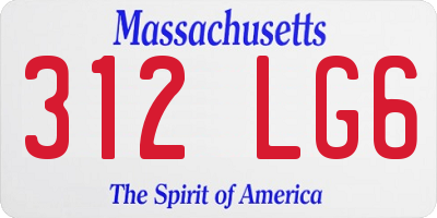 MA license plate 312LG6