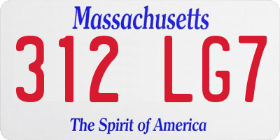 MA license plate 312LG7