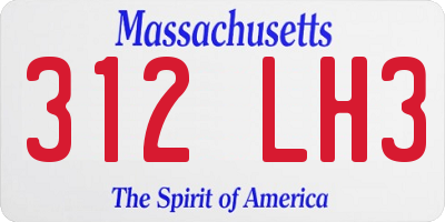 MA license plate 312LH3