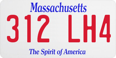 MA license plate 312LH4