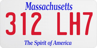 MA license plate 312LH7