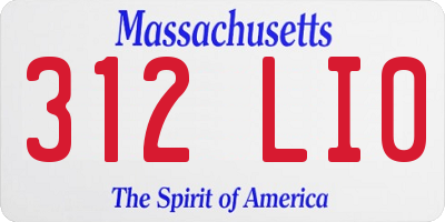 MA license plate 312LI0