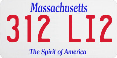 MA license plate 312LI2