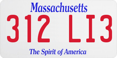 MA license plate 312LI3