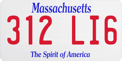 MA license plate 312LI6