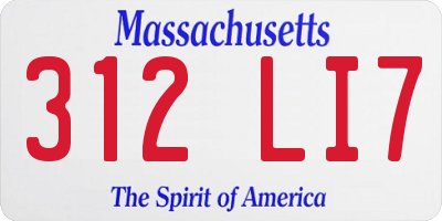 MA license plate 312LI7