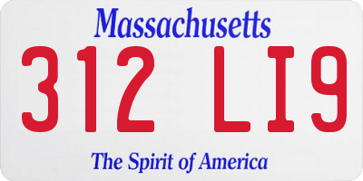 MA license plate 312LI9