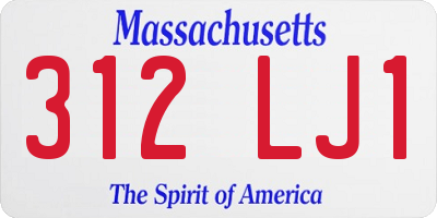 MA license plate 312LJ1