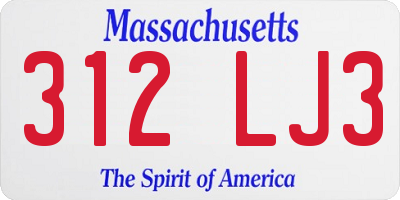 MA license plate 312LJ3