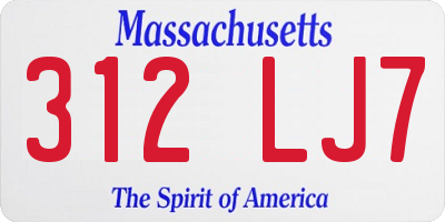 MA license plate 312LJ7