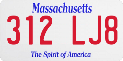 MA license plate 312LJ8