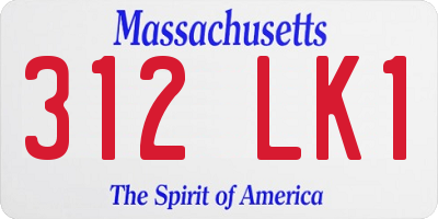 MA license plate 312LK1