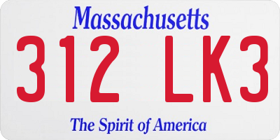 MA license plate 312LK3