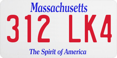 MA license plate 312LK4