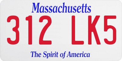 MA license plate 312LK5