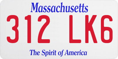MA license plate 312LK6