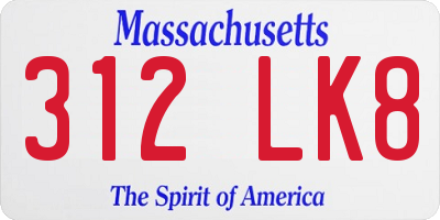 MA license plate 312LK8