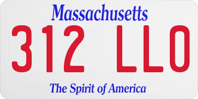 MA license plate 312LL0