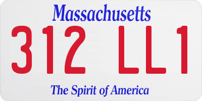 MA license plate 312LL1