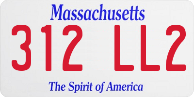 MA license plate 312LL2