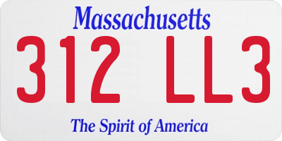 MA license plate 312LL3