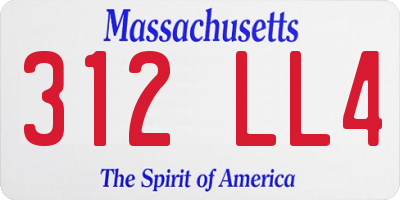 MA license plate 312LL4