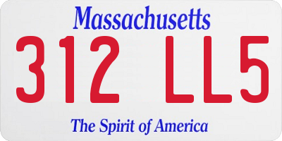 MA license plate 312LL5