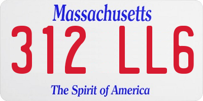 MA license plate 312LL6