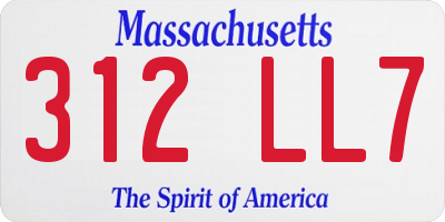 MA license plate 312LL7
