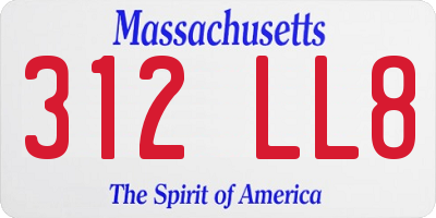 MA license plate 312LL8