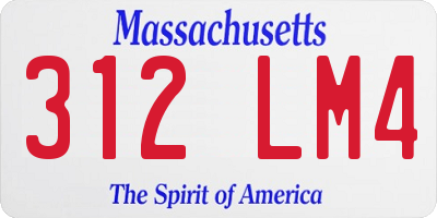 MA license plate 312LM4