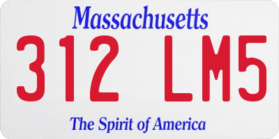 MA license plate 312LM5