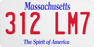MA license plate 312LM7