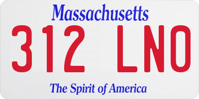 MA license plate 312LN0