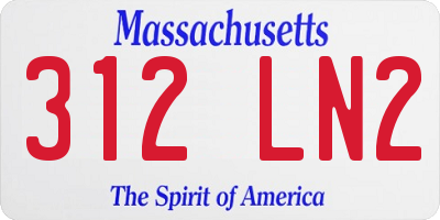 MA license plate 312LN2