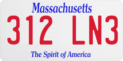 MA license plate 312LN3